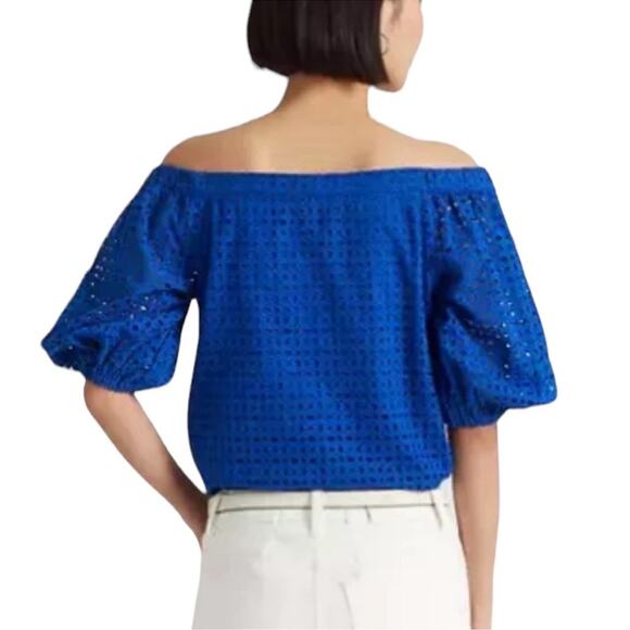 Lauren Ralph Lauren Eyelet Cotton Off The Shoulder Button Up Blouse SZ 3X Plus - Picture 4 of 5